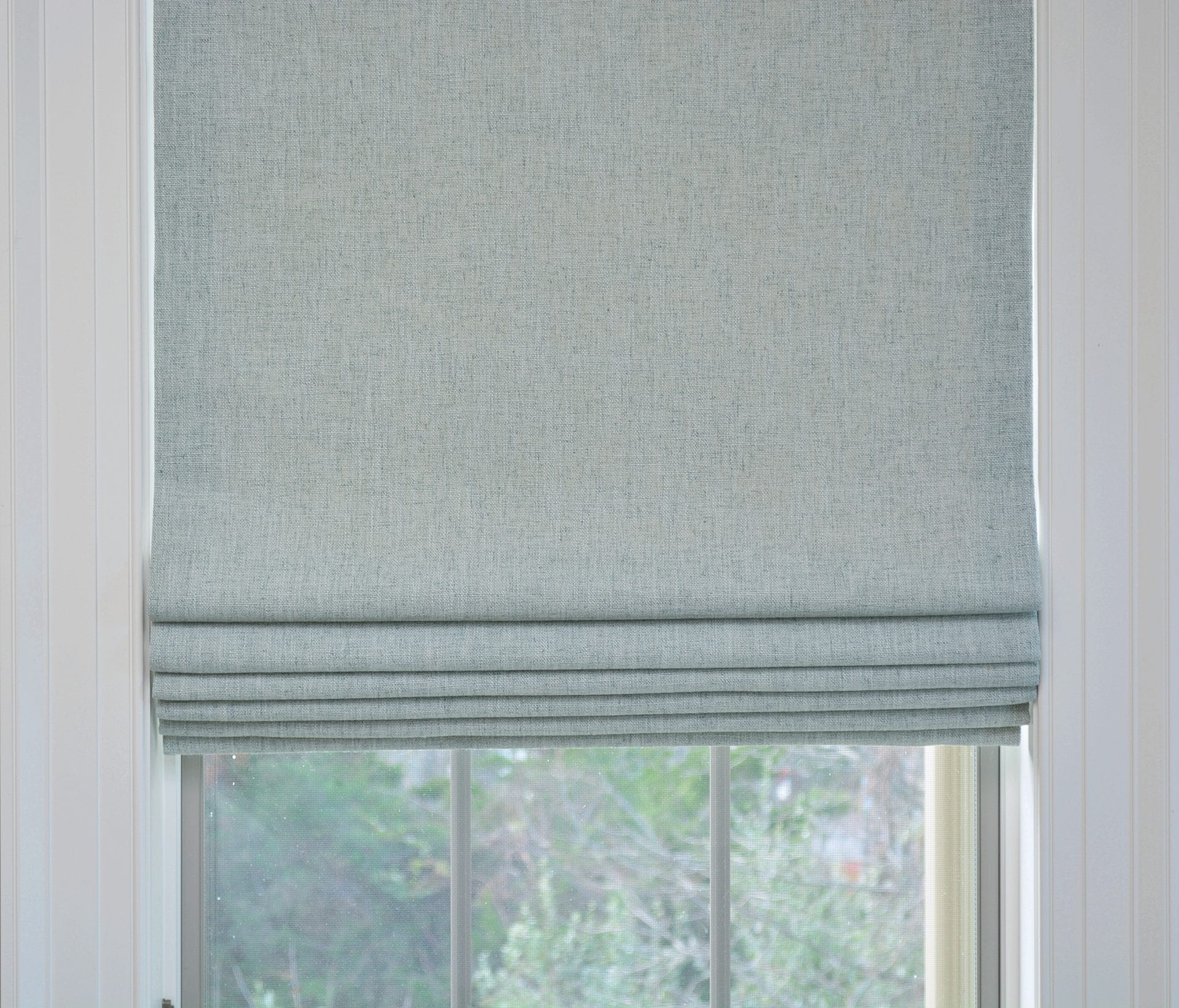 Willow Bloom Home Linen Aqua Roman Shade