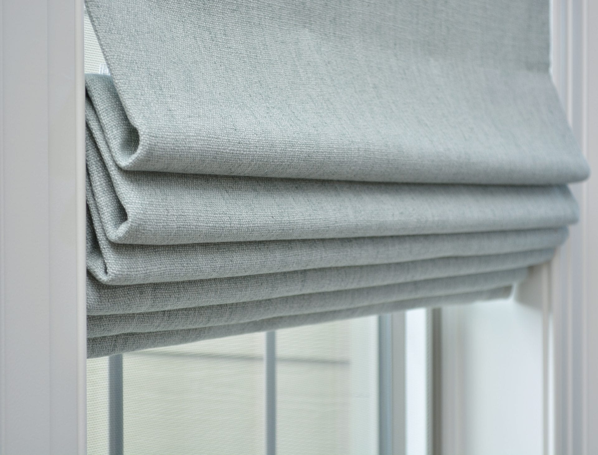 Willow Bloom Home Linen Aqua Roman Shade