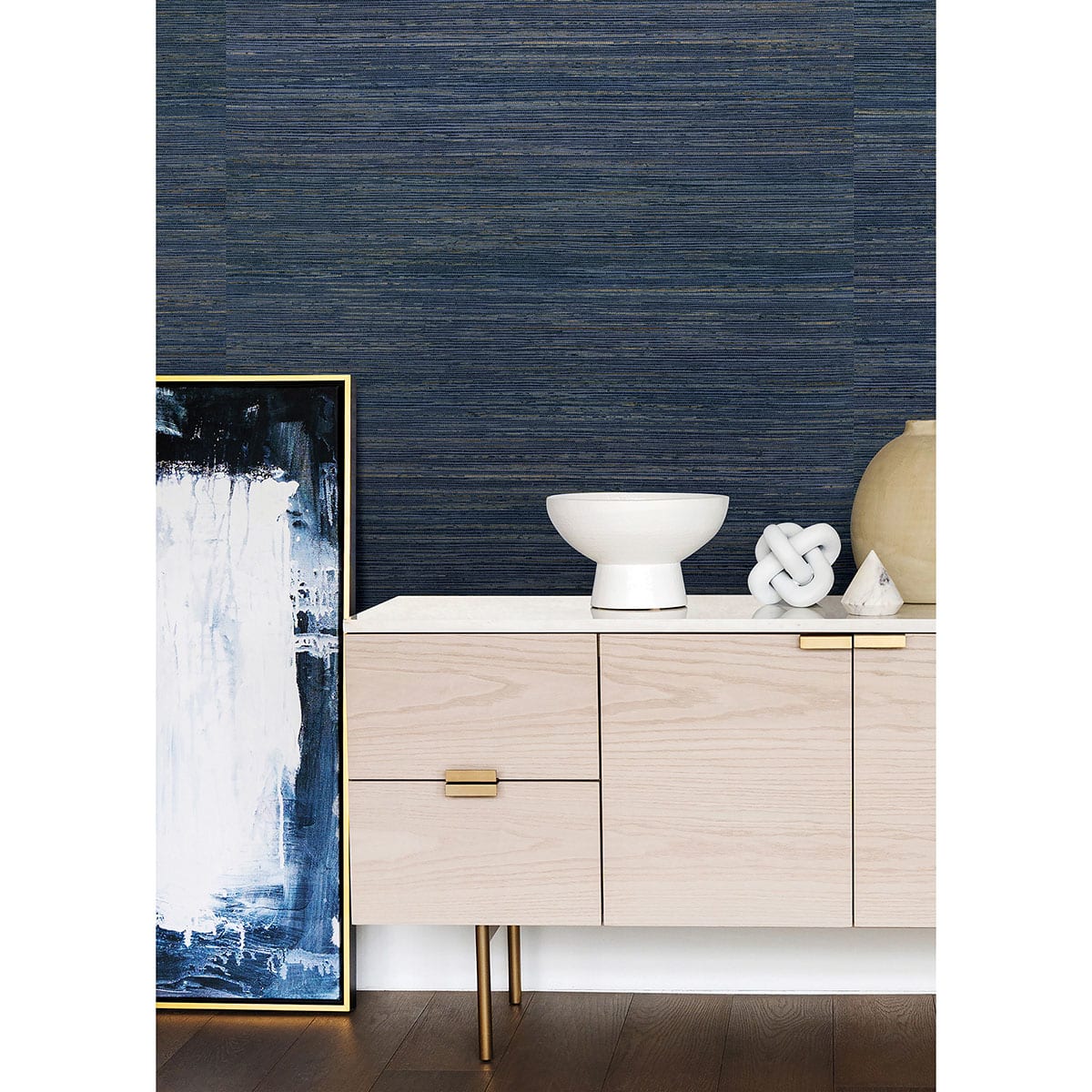 Willow Bloom Home Concord Indigo Grasscloth Wallpaper
