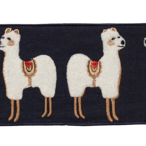 Linen Llama Border Prussian Blue Trim