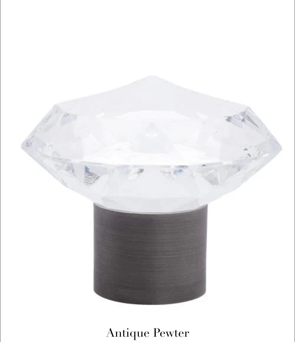 Beveled Glass Finial - Antique Pewter