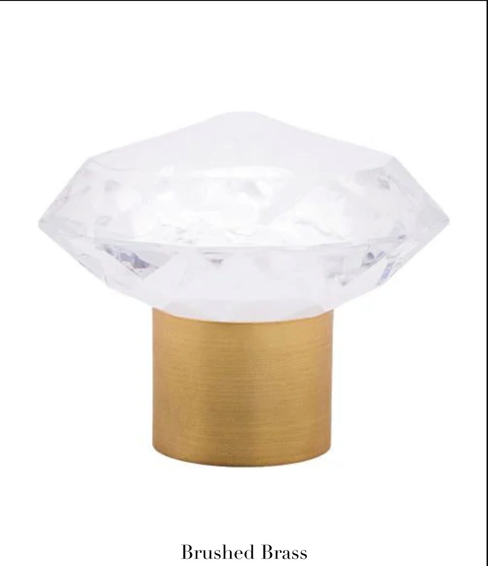 Beveled Glass Finial - Brushed Brass