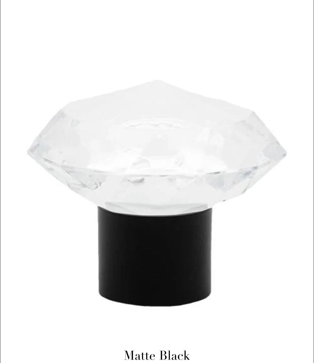 Beveled Glass Finial - Matte Black