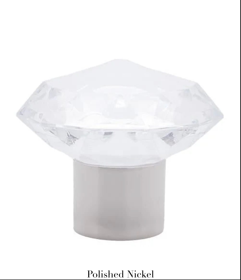 Beveled Glass Finial - Polished Nickel
