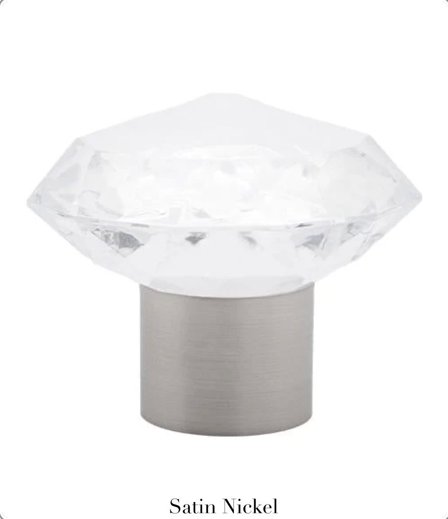 Beveled Glass Finial - Satin Nickel