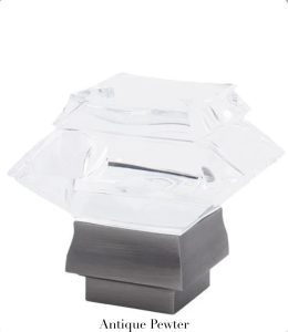 Beveled Glass Square Finial - Antique Pewter