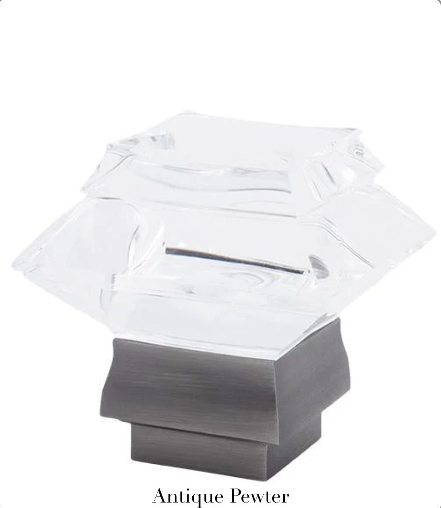 Beveled Glass Square Finial - Antique Pewter Beveled Glass Square Finial - Antique Pewter