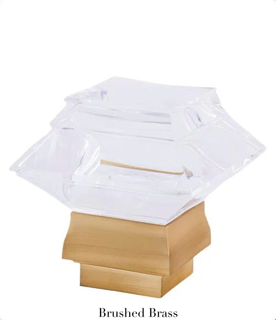 Beveled Glass Square Finial - Brushed Brass