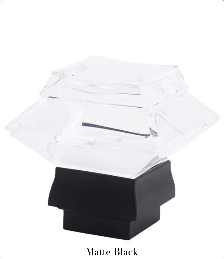 Beveled Glass Square Finial - Matte Black