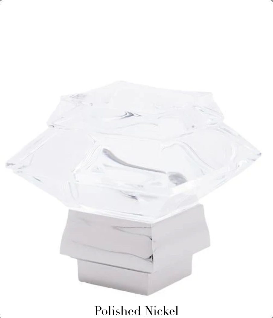 Beveled Glass Square Finial - Polished Nickel