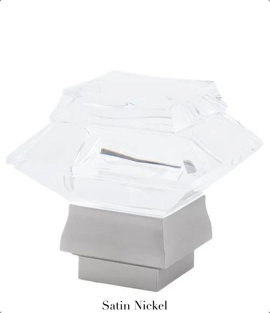 Beveled Glass Square Finial - Satin Nickel