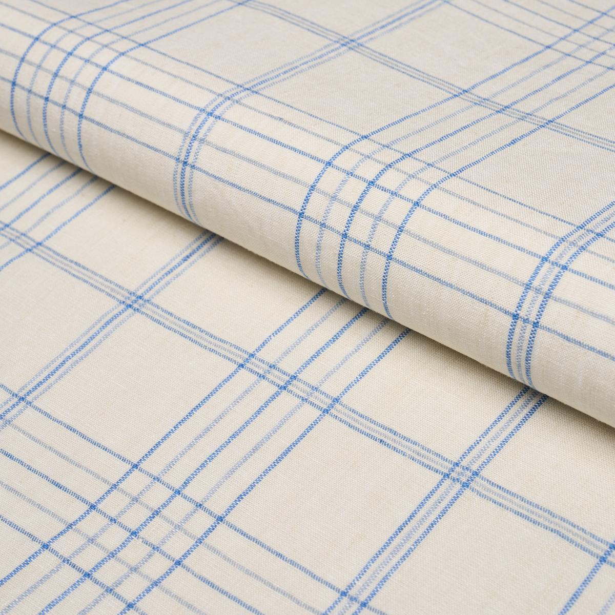 Nils Plaid Linen Blue Sample - Image 3